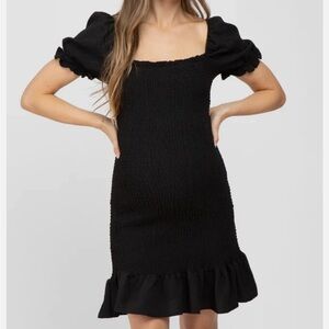 Pinkblush black puff sleeve maternity dress